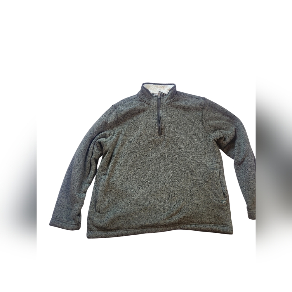 Orvis sherpa lined 1/4 zip mens pullover sweater olive green